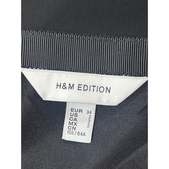 H&M Edition Blk Voluminous Skirt 2 Maxi Asymmetric Hem Sheer Chiffon Low Waist - Picture 4 of 9